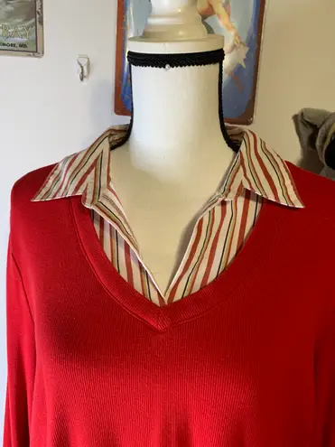 Fashion Bug Red Layered Look Sweater