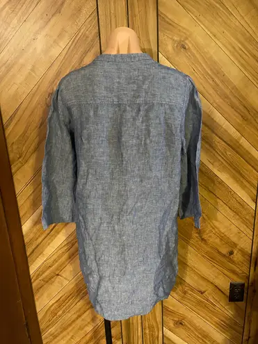 Boden USA Boden Evangeline Pure Linen Tunic Dress Women's 10R Light Blue Pom Pom Cover Up