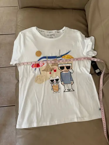 Karl Lagerfeld PARIS Embellished Graphic T-Shirt. Size L. MSRP $49