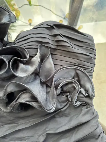 Cinderella Design One Shoulder Ruffle Evening Gown Prom Dress in Black - Size XL