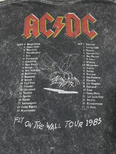 ACDC Fly on the Wall tour 1985 inspired crop top tee Gray Size XL