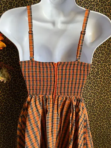 Unique Vintage NWT 50’s Orange & Black Plaid Shimmy & Shake Swing Dress | XS