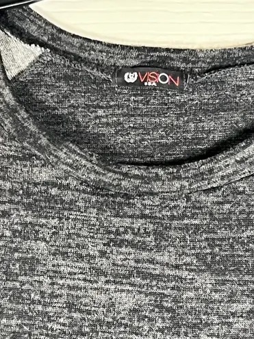 Vision USA Long Sleeve Colorblock Sweater Dress With Pockets Size Large Gray