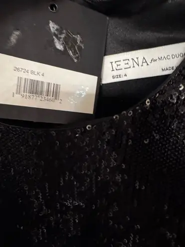 Mac Duggal 26724 Black Sequined Structured Long Sleeve Black Cocktail Mini Dress NWT Size 4 MSRP $258