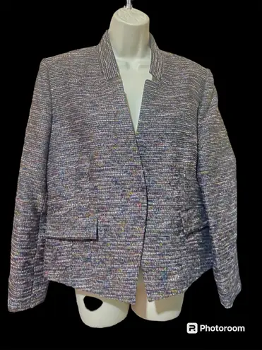 Tahari ARTHUR S. LEVINE PETITE Blazer Metallic Tweed Mix Colors Women size 12 P