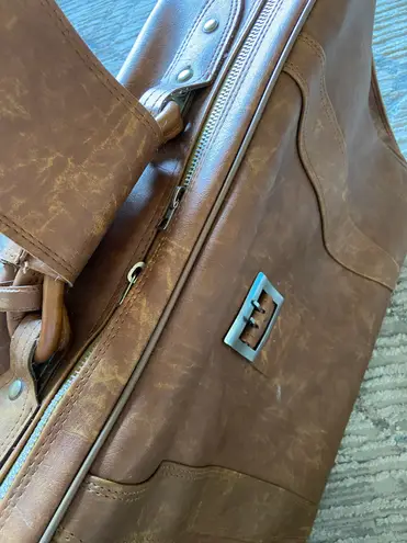 Vintage Brown Leather Mercury Suitcase Luggage
