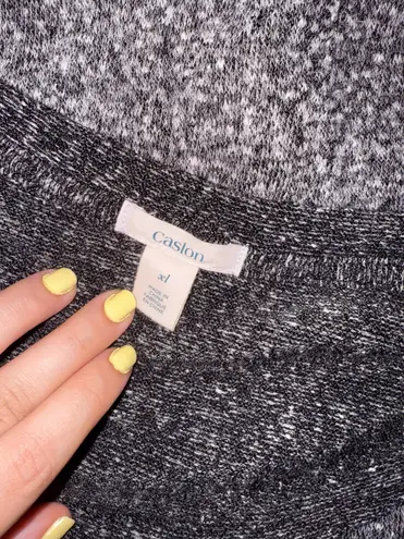 Caslon Charcoal Knit Contrast Sweater Top Size XL