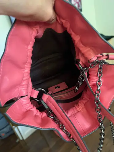 Radley London sunny rise pink leather bucket drawstring crossbody handbag small