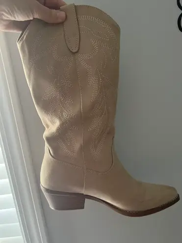 Only Cream Color Cowboy Boots,  Worn Once