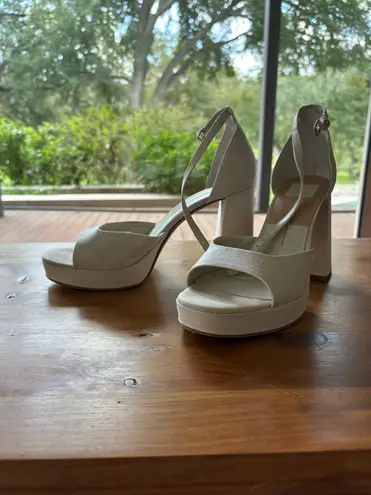 Dolce Vita Ivory Leather Block Heels White Size 10