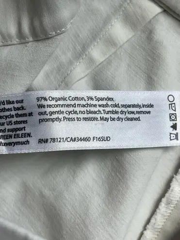 Eileen Fisher  Organic Cotton Spandex Chino Cropped White Pants Size M Stretch
