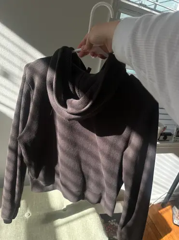 SKIMS Waffle Knit Cropped Zip Chocolate