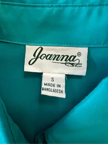 Joanna Vintage Teal Short Sleeve Button Down Shirt Small