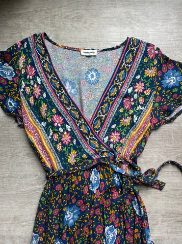 Hidden Alley Floral Bohemian Midi Wrap Dress Size M