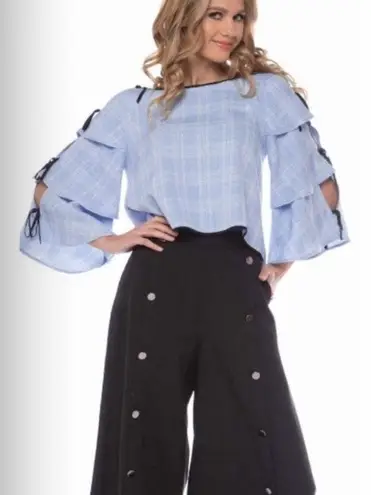 WHY Dress Tiered Ruffle Top Blue