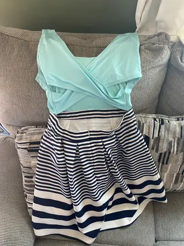 Charming Charlie Teal Striped Dress