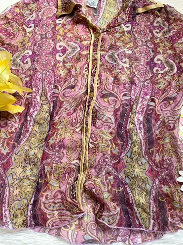 WD•NY Vintage silk WDNY Paisley print pink button shirt