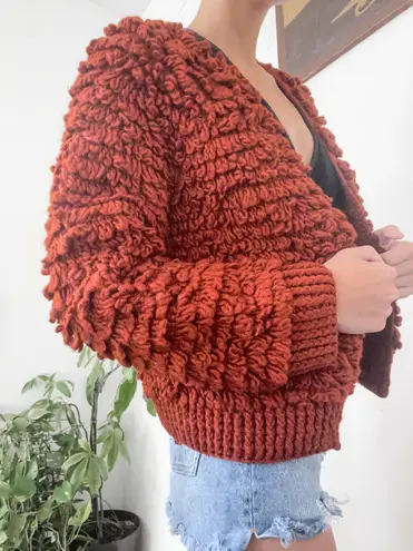 Universal Threads Universal Thread Pumkin burnt orange fluffy knit chunky cardigan sweater 