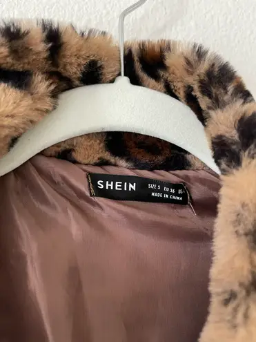 SheIn Cheetah leopard print fuzzy jacket 