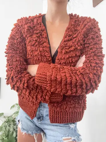 Universal Threads Universal Thread Pumkin burnt orange fluffy knit chunky cardigan sweater 