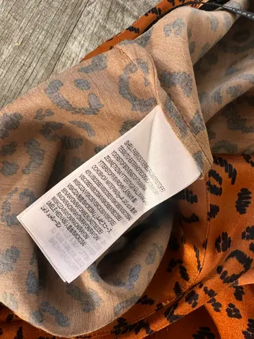 Farm Rio Anthropologie Satin Midi Skirt Leopard Print Size XS