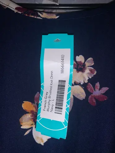 French Grey Navy Blue Floral dress