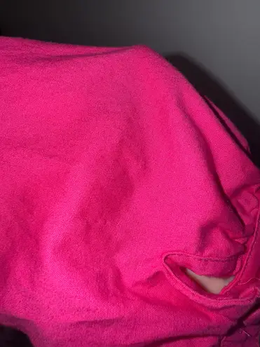 F.A.N.G Hot Pink Ruffle Puff Sleeve Button Down Blouse Top Women’s Small