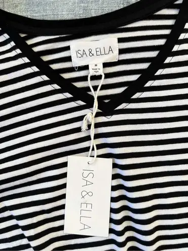 Isa & Ella NWT! Black White Stripe w Embroidered Heart Sleeve Medium
