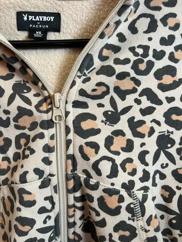 Playboy x Pacsun cheetah zip up jacket hoodie sweatshirt.