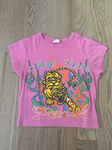 Urban Outfitters Pure Love Tiger Baby Tee in Pink