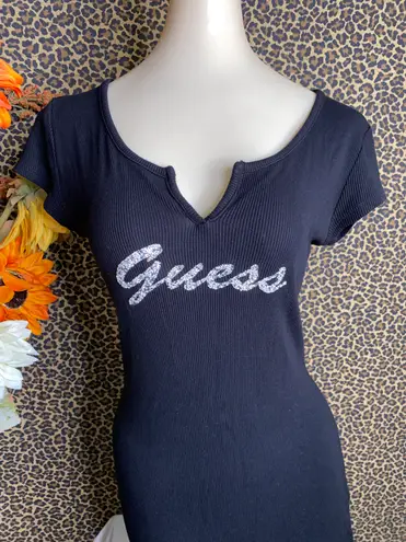 Guess Glitter Logo Bodycon T-Shirt Dress | MEDIUM |