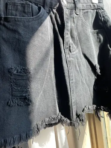 Distressed Black denim mini skirt Size XS