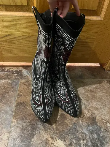 Sparkly Cowgirl Cowboy Western Boots Black Size 8