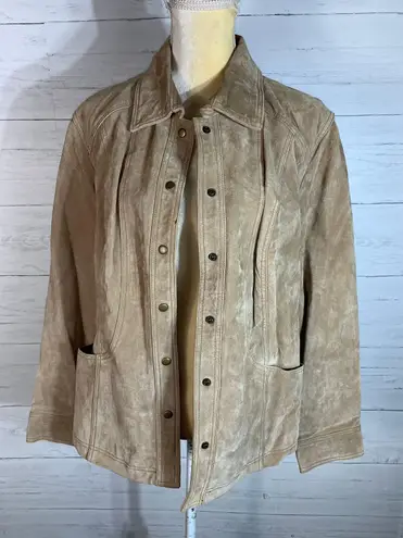 Coldwater Creek tan suede leather jacket womens size 1X