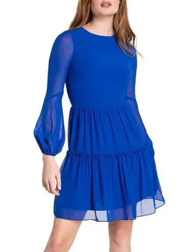 Dress the Population Paola Dress Open Back Long Sleeve Blue Size Small NEW