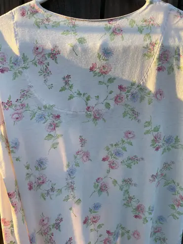 Vintage cottagecore Pink & Green Floral print lace square neckline sleeping gown Multiple Size M