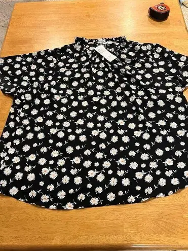 Cooper and Ella  BLACK DAISY FLORAL BLOUSE WOMEN'S SZ 3XL NEW P1-162