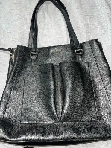 Steve Madden ❤️ Leather Tote Handbag, Black with Zippers on each side