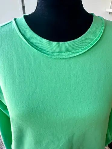 Z By Zella Neon Green Power Fleece Pullover Sweatshirt Size Medium NEW