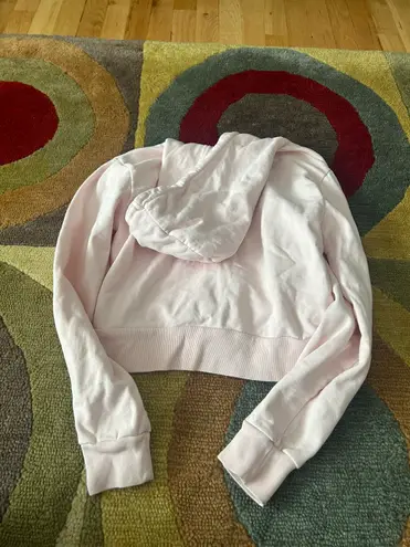 Brandy Melville Light Pink Crop Fleece Zip Up Sweatshirt Hoodie Jacket One Size