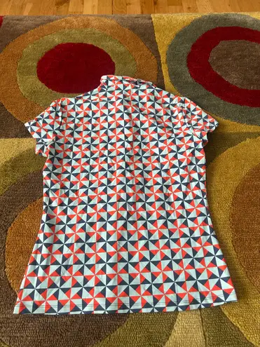 J. McLaughlin Catalina Geometric Print Golf Polo Shirt Cap Sleeve Women’s Small