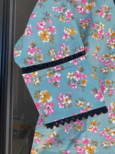 Indian Designer Kurta Palazzo 2pc Set Women Salwar Kameez Ready To Wear Suit Blue Size M