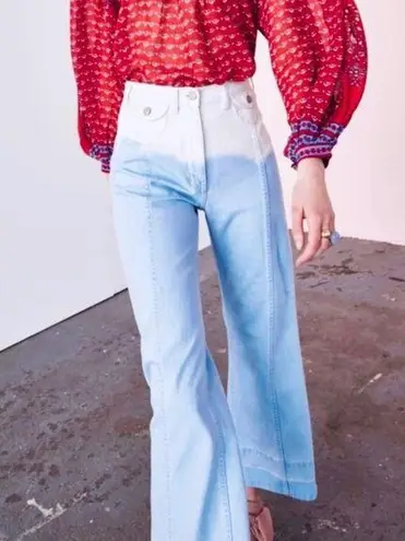 Ulla Johnson two tone 100% cotton denim straight jeans