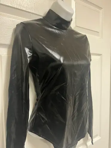 UNBRANDED Black PVC Leather Wet Look Bodysuit