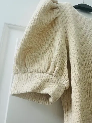 TCEC | NWOT | Corduroy Zipper Crop Top | M | Cream | CT7948