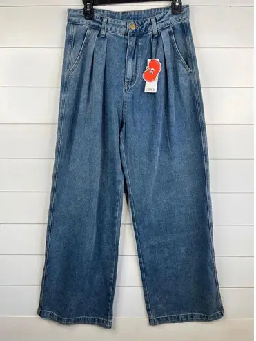Cider Denim High Waisted Pleated Wide Leg Pants Size Medium NEW