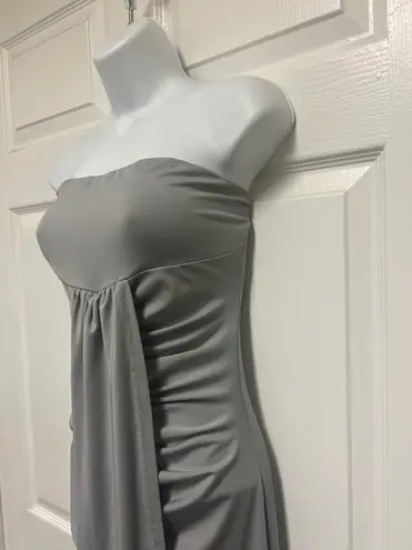 UNBRANDED Gray Strapless Slit Skirt Dress With Cropped Hem Size L