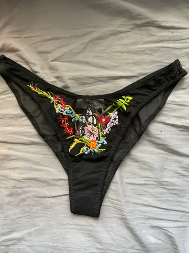 Boutique Monarch Reign Mesh Embroidered High Cut Bikini Bottom