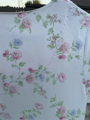 Vintage cottagecore Pink & Green Floral print lace square neckline sleeping gown Multiple Size M