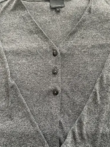 Buttons Also Known As Grey Super Soft V-neck 3 Front Closure Loungewear Top, size L